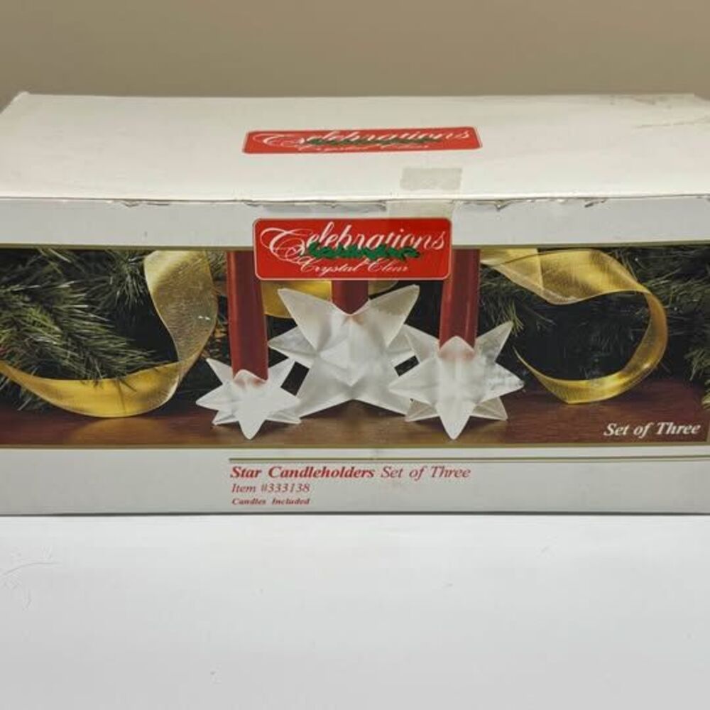 Vintage Christmas Star Candle Holders Set of 3